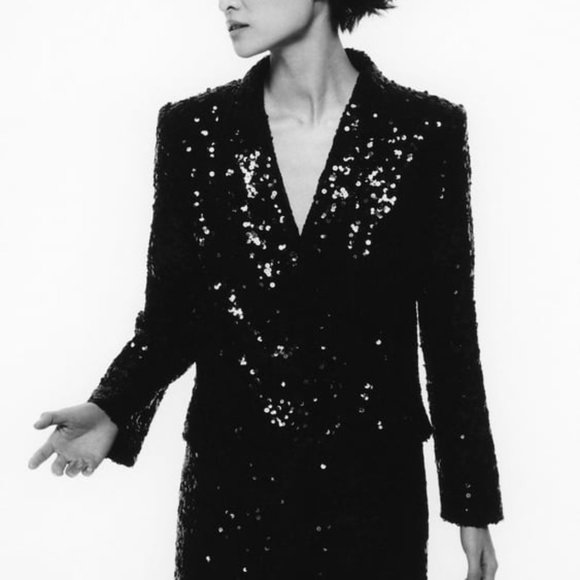 Zara Jackets & Blazers - ZARA LONG SEQUINNED BLAZER 9336/556/255/032
